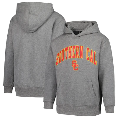 Sweat à capuche en polaire gris chiné pour jeunes USC Trojans