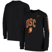 Youth Nike Black USC Trojans Arch & Logo 2-Hit Long Sleeve T-Shirt