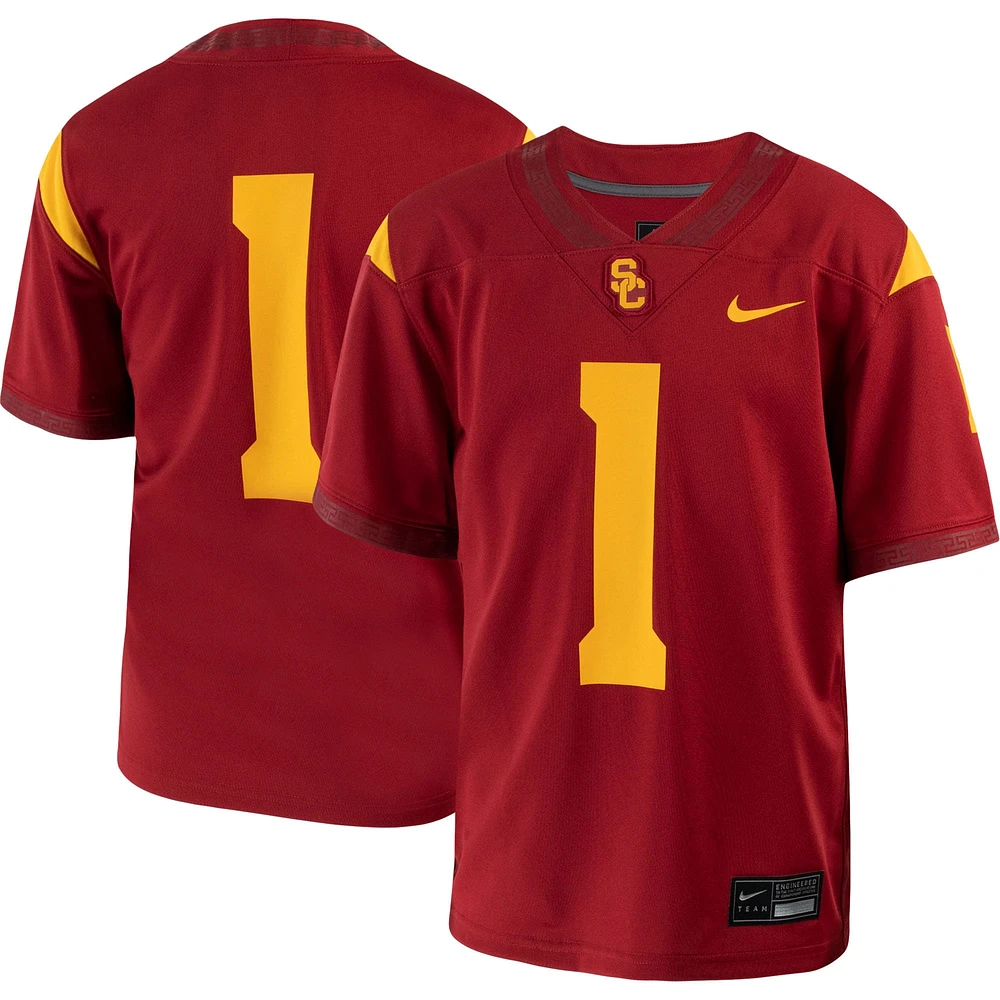 Maillot de football Nike #1 Crimson USC Trojans 1ère Division blindée Old Ironsides Intouchable pour jeune