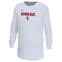 T-shirt à manches longues Nike blanc pour jeunes USC Trojans 2025 On-Court Bench