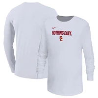 T-shirt à manches longues Nike blanc pour jeunes USC Trojans 2025 On-Court Bench