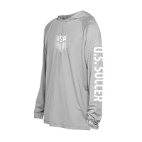 Men's 5th & Ocean by New Era  Gray USMNT Adventure Raglan Long Sleeve Hooded T-Shirt