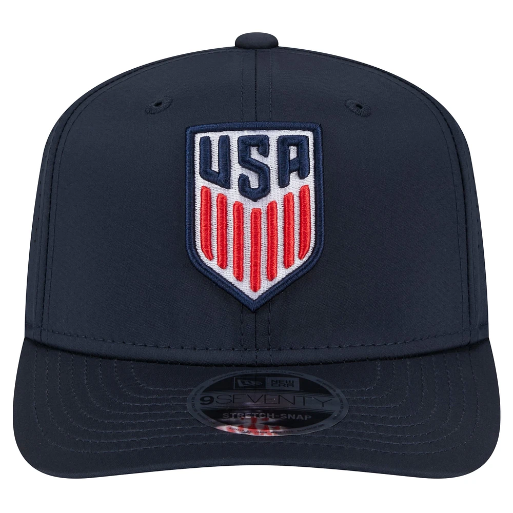 Men's New Era Navy USMNT 9SEVENTY COOLERA Stretch-Snap Adjustable Hat