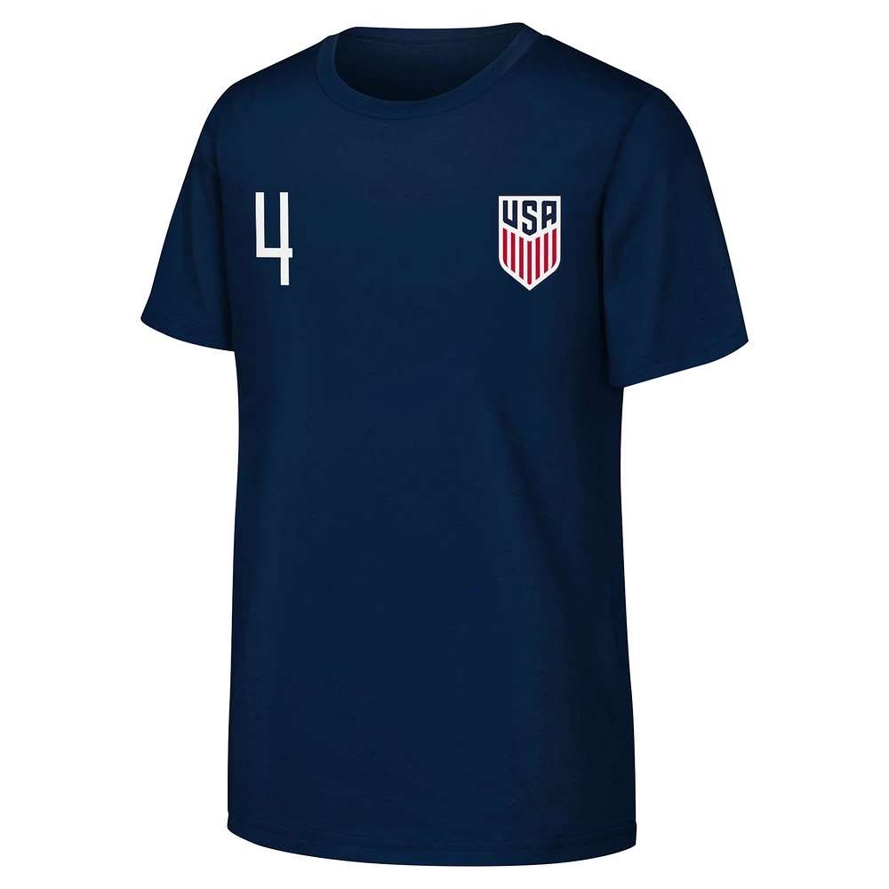 T-shirt avec nom et numéro USMNT bleu marine Tyler Adams pour hommes