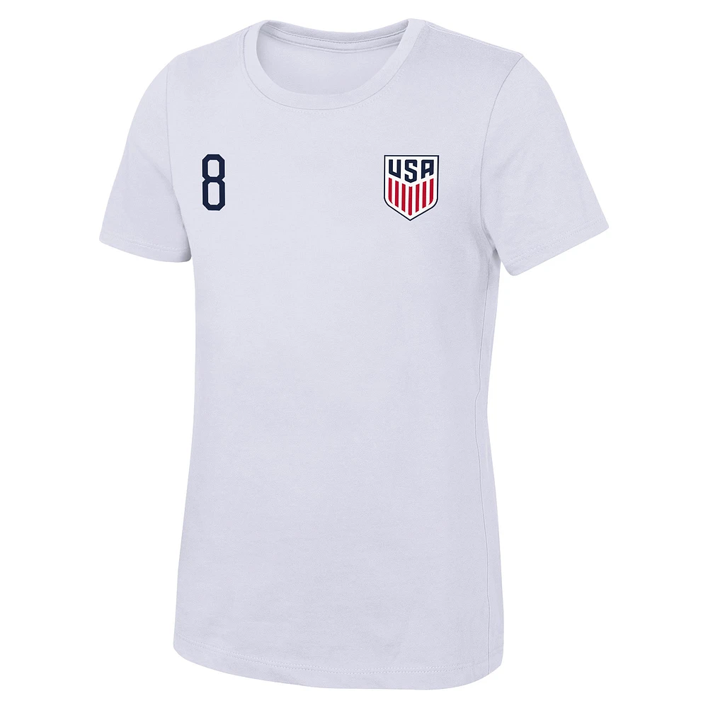 T-shirt blanc avec nom et numéro USMNT de Weston McKennie pour femmes