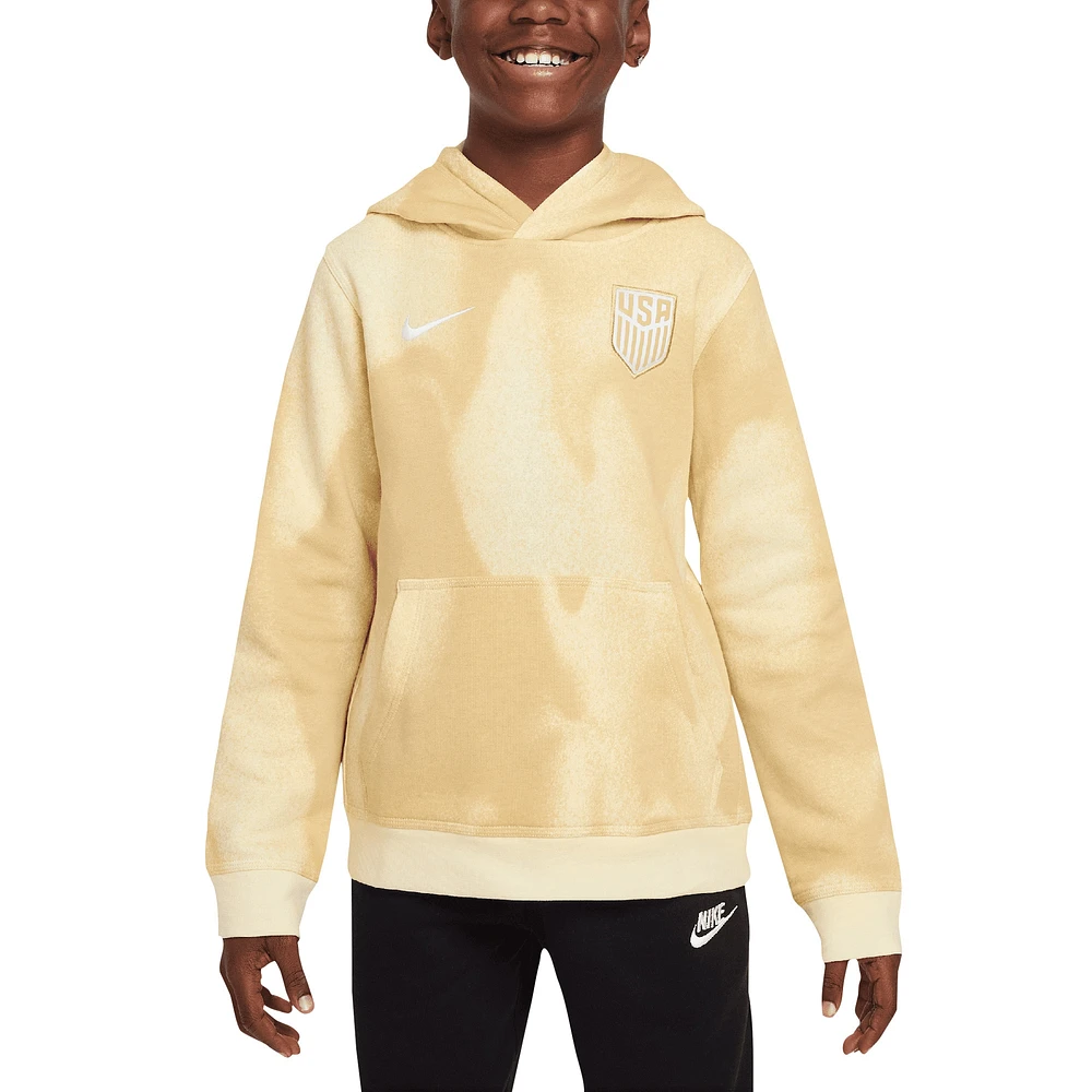 Youth Nike Cream USMNT Club Fleece Pullover Hoodie