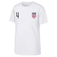 Youth Tyler Adams White USMNT Name & Number T-Shirt