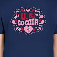 T-shirt bleu marine USWNT Bubble Heart de New Era pour filles