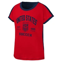 T-shirt demi-volée USWNT rouge/bleu marine pour filles