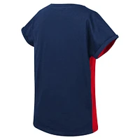 T-shirt demi-volée USWNT rouge/bleu marine pour filles