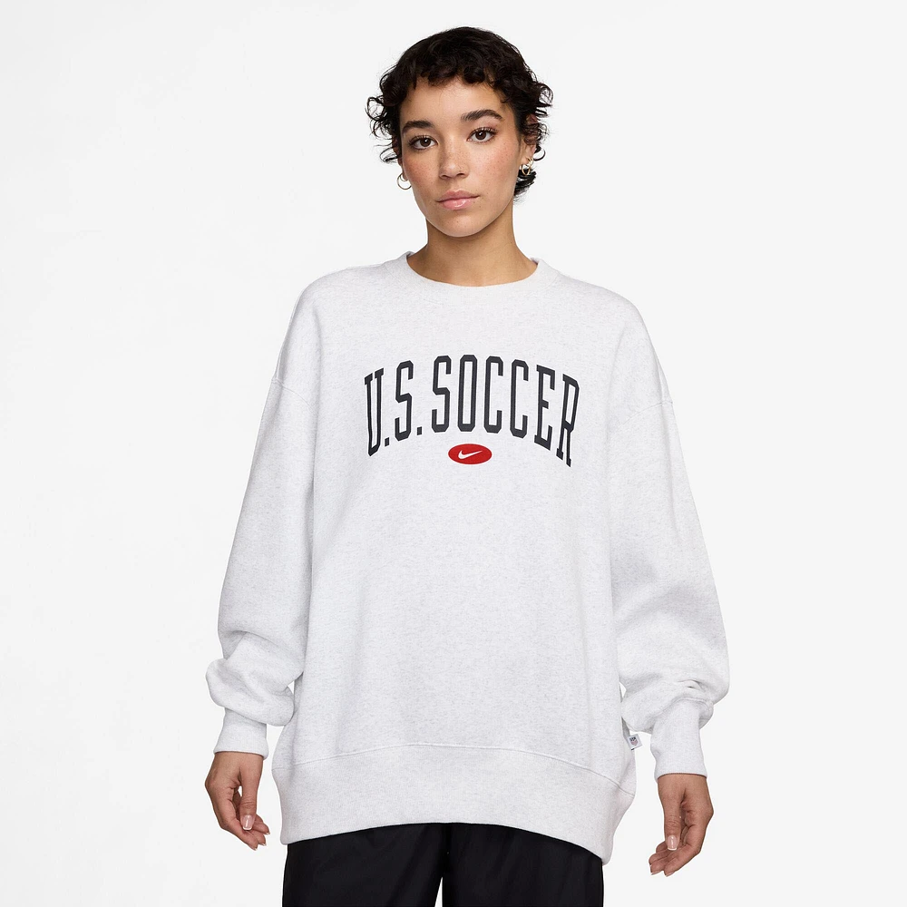 Sweat-shirt en molleton surdimensionné Nike USWNT Phoenix gris chiné pour femme