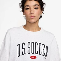 Sweat-shirt en molleton surdimensionné Nike USWNT Phoenix gris chiné pour femme