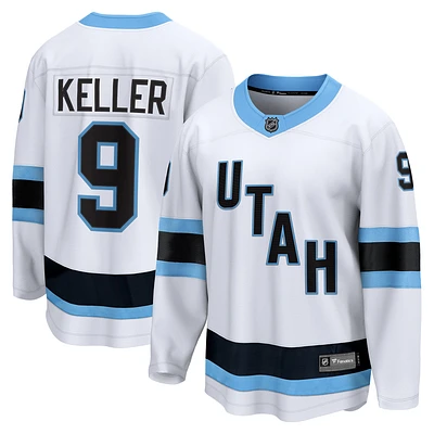 Maillot de joueur échappé du club hockey l'Utah Fanatics Clayton Keller blanc pour hommes