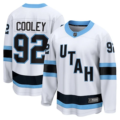 Maillot de joueur échappé du club hockey l'Utah Fanatics pour hommes Logan Cooley blanc