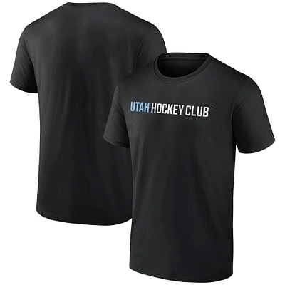 T-shirt noir avec logo fanatique du club de hockey l'Utah pour hommes