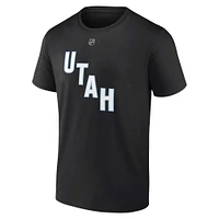 Men's Fanatics Clayton Keller Black Utah Hockey Club Authentic Stack Name & Number T-Shirt