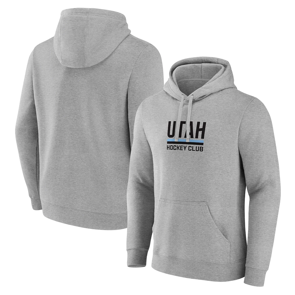 Sweat à capuche avec logo secondaire du club de hockey l'Utah Fanatics Heather Gray pour hommes