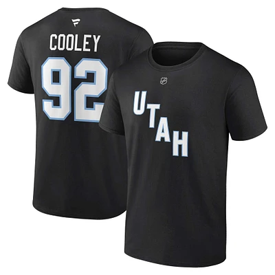 Men's Fanatics Logan Cooley Black Utah Hockey Club Authentic Stack Name & Number T-Shirt