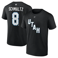 T-shirt noir authentique avec nom et numéro Stack de Nick Schmaltz pour homme du Utah Hockey Club