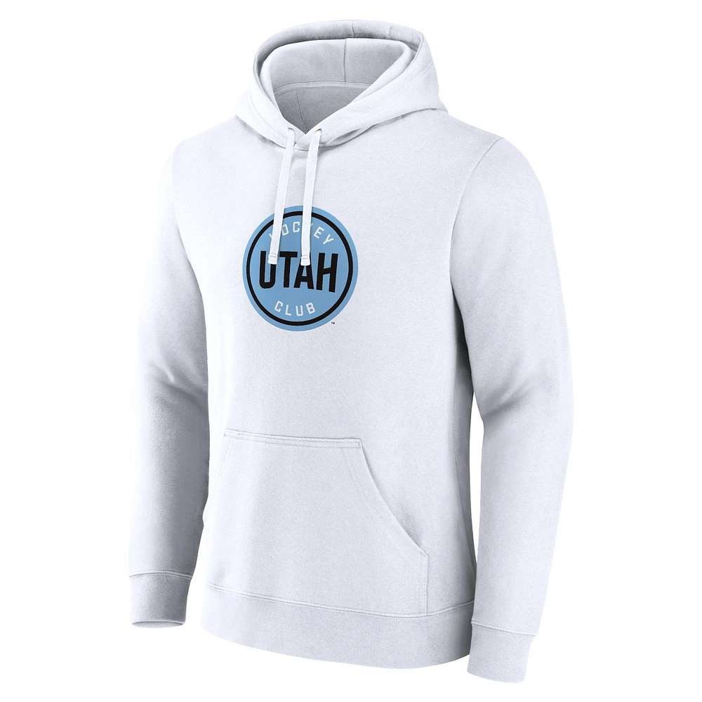 Men's Fanatics White Utah Hockey Club Draft Logo Pullover Hoodie