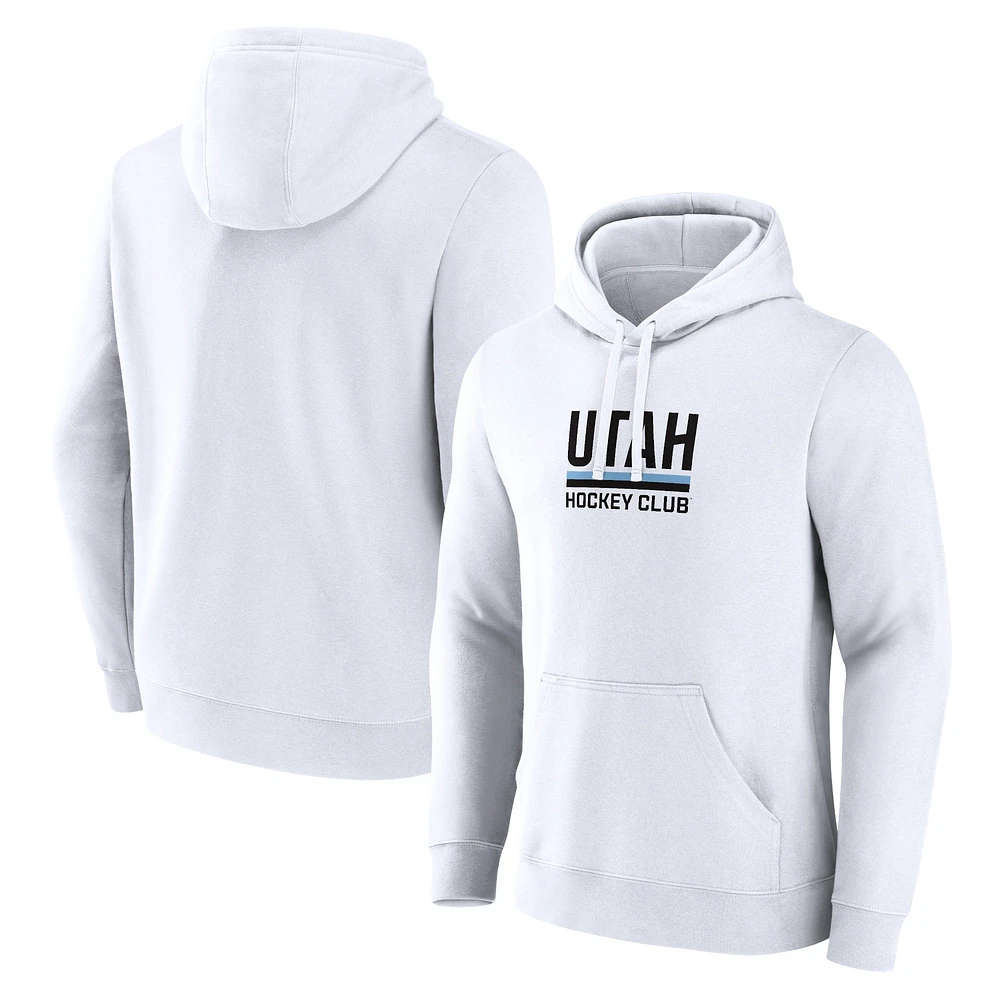 Sweat à capuche avec logo secondaire du club de hockey l'Utah Fanatics pour hommes, blanc