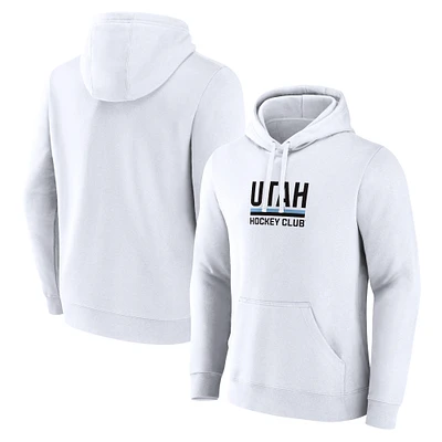 Men's Fanatics White Utah Hockey Club Secondary Logo Pullover Hoodie