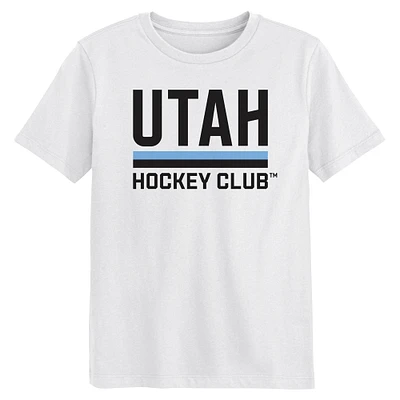 T-shirt blanc avec logo secondaire du club de hockey l'Utah pour enfants d'âge préscolaire