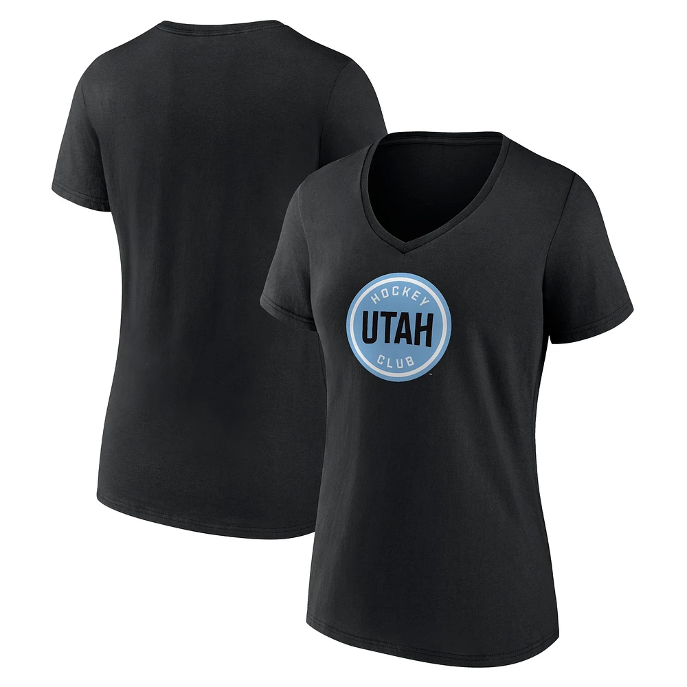 T-shirt à col en V avec logo du Utah Hockey Club pour femmes Fanatics Black