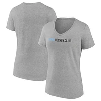 T-shirt col en V avec logo du club de hockey l'Utah Fanatics Heather Grey pour femmes