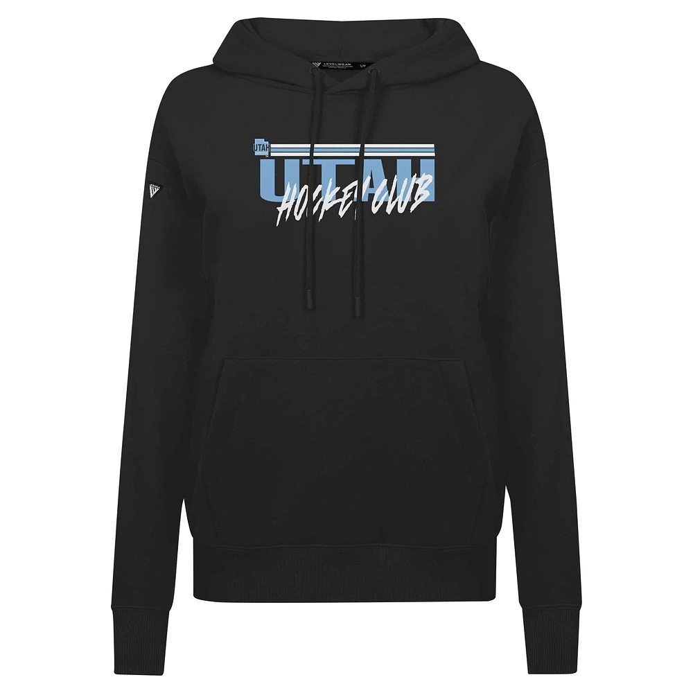 Women's Levelwear Black NHL Utah Adorn Etched Pullover Hoodie