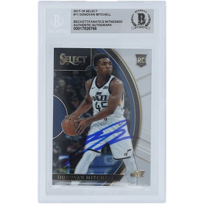 Donovan Mitchell Utah Jazz Autographed 2017-18 Panini Select #11 Beckett Fanatics Witnessed Authenticated Rookie Card