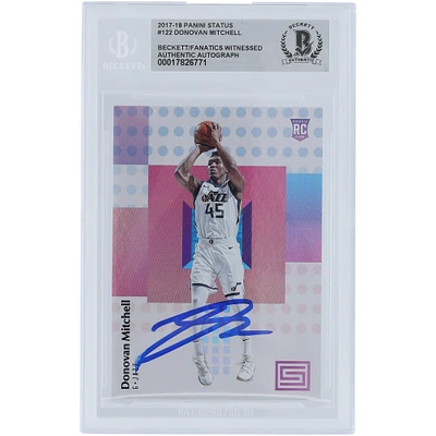 Donovan Mitchell Utah Jazz Autographed 2017-18 Panini Status #122 Beckett Fanatics Witnessed Authenticated Rookie Card