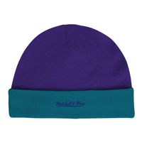 Infant Mitchell & Ness Purple/Teal Utah Jazz Hardwood Classics Bodysuits Cuffed Knit Hat Set