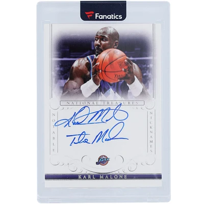 Karl Malone Utah Jazz Autographed 2013-14 Panini National Treasures Notable Nicknames #NN-KM #14/49 Card with "The Mailman" Inscription