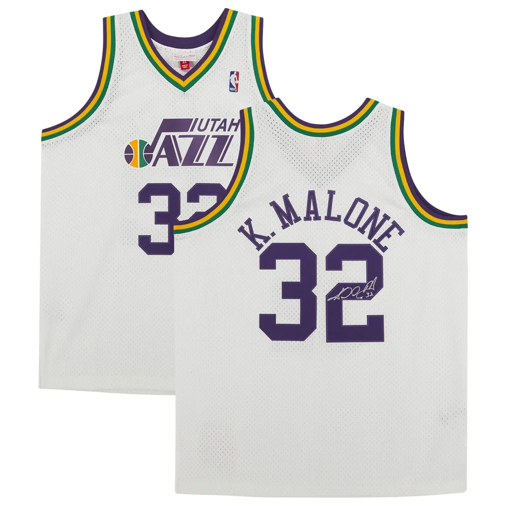 Lids Karl Malone Utah Jazz Autographed Fanatics Authentic White