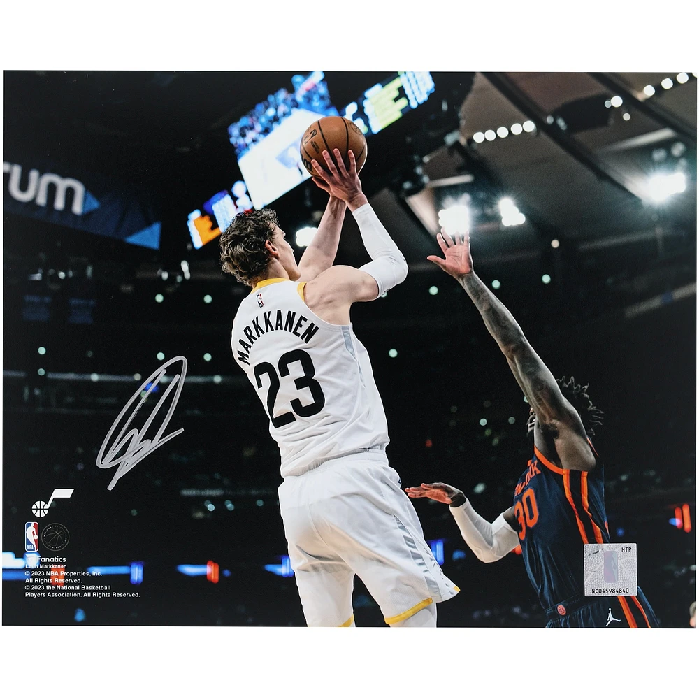 Lauri Markkanen Utah Jazz Autographed 8' x 10" Shooting vs. New York Knicks Photograph