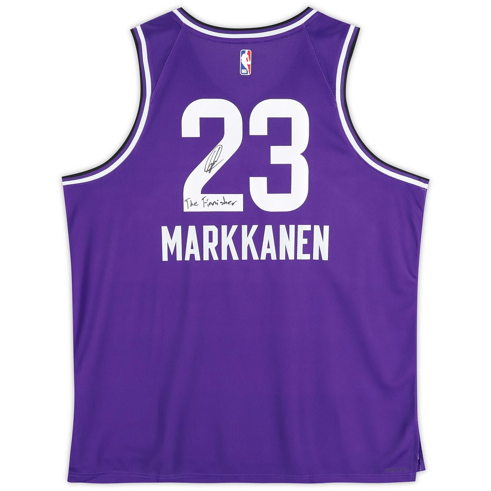 Lauri Markkanen Utah Jazz Autographed Nike Purple 2023-34 City Swingman Jersey with "The Finnisher" Inscription