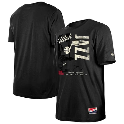 Men's New Era  Black Utah Jazz Distressed Throwback Vintage Color Pack T-Shirt