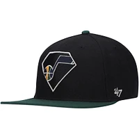 Casquette Snapback Capitaine Carat 75e anniversaire Utah Jazz '47 noir/vert pour homme