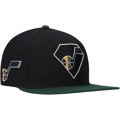 Casquette Snapback Capitaine Carat 75e anniversaire Utah Jazz '47 noir/vert pour homme