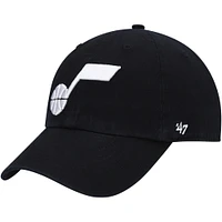 Men's '47 Black Utah Jazz Team Logo Clean Up Adjustable Hat