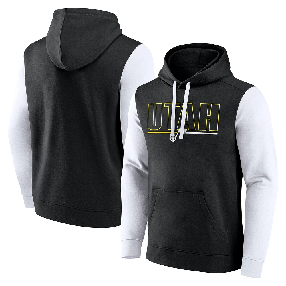 Sweat à capuche blocs de couleurs Outline Utah Jazz noir pour homme