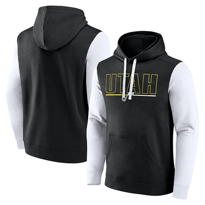 Men's Black Utah Jazz Outline Colorblock Pullover Hoodie