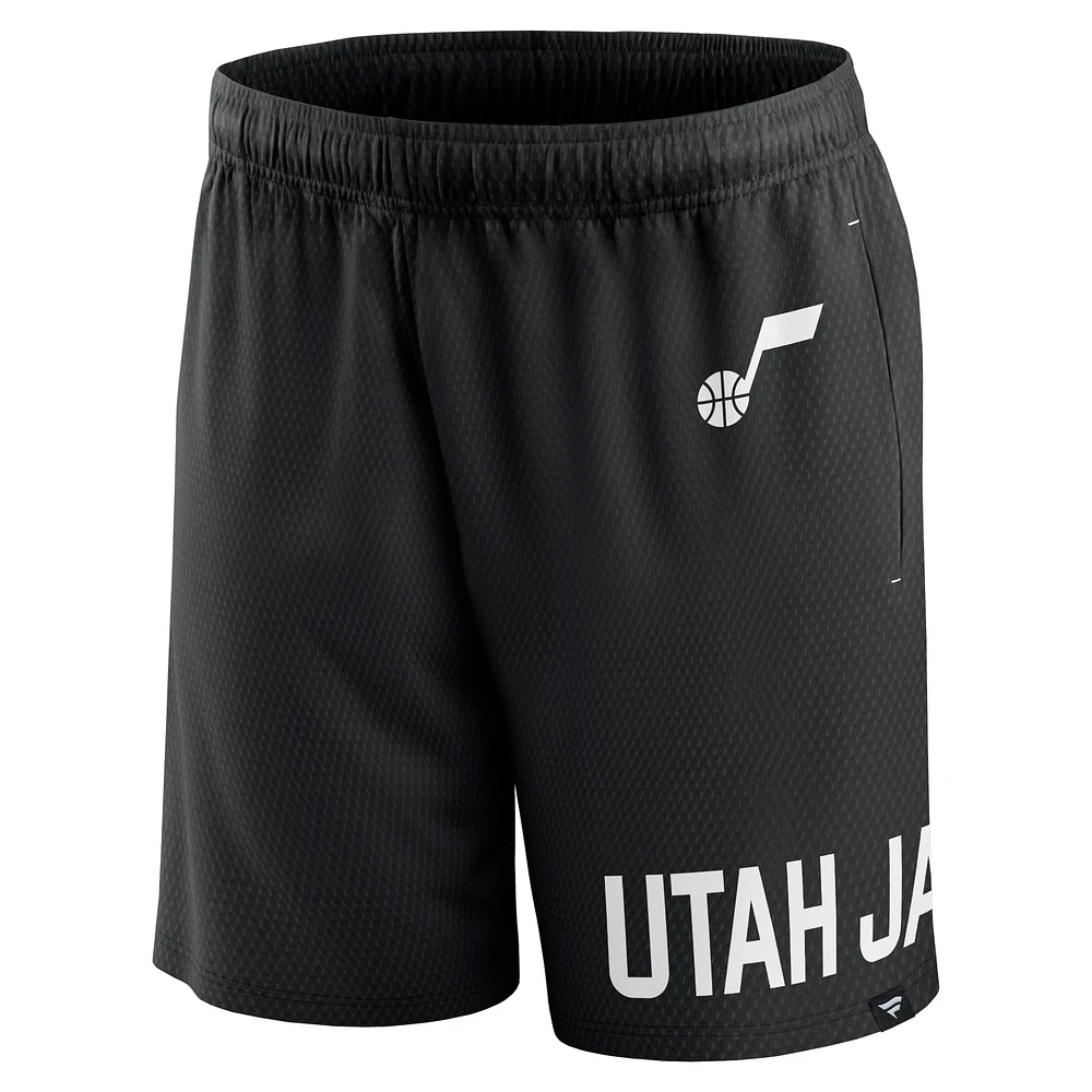 Men's Fanatics Black Utah Jazz Free Throw Mesh Shorts