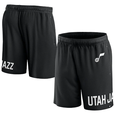 Short en maille à lancer franc Fanatics noir Utah Jazz pour hommes