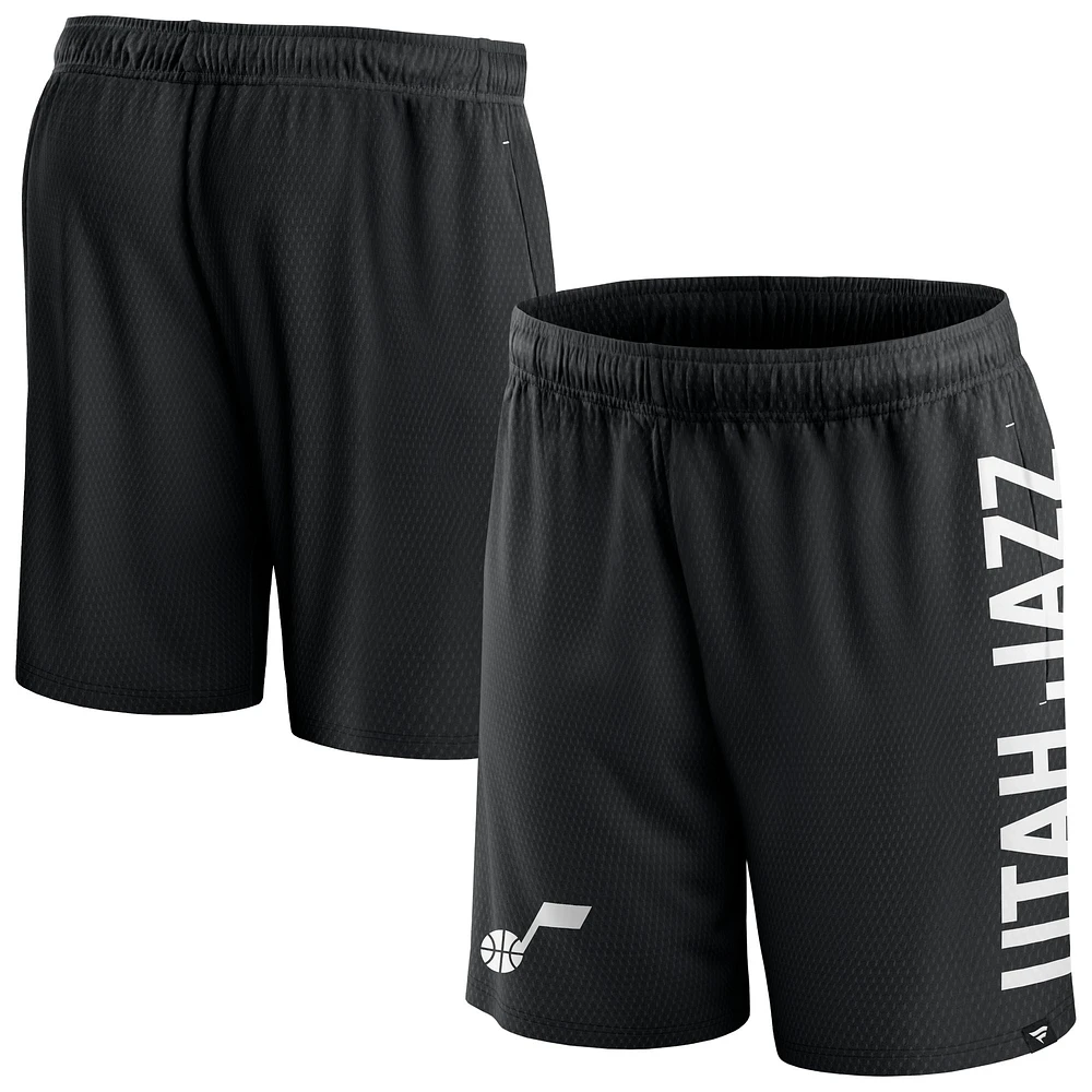 Short en maille Utah Jazz Post Up Fanatics noir pour hommes