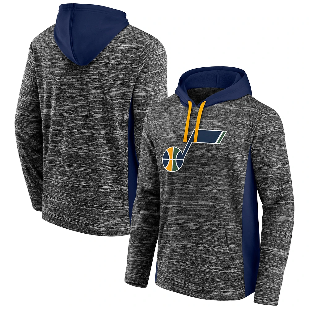 Fanatics Charcoal Utah Jazz Instant Replay Colorblock pour hommes - Chandail à capuchon