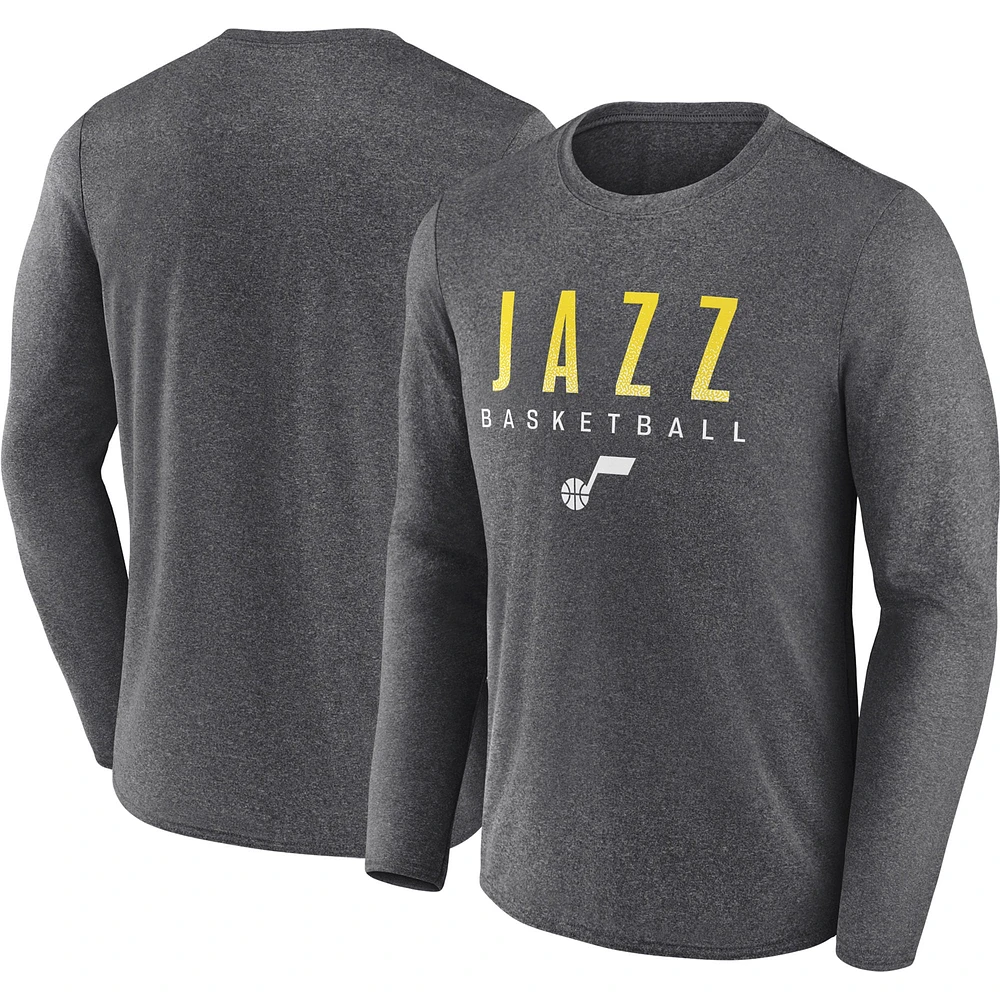 T-shirt à manches longues Fanatics Heather Charcoal Utah Jazz Where Legends Play pour hommes