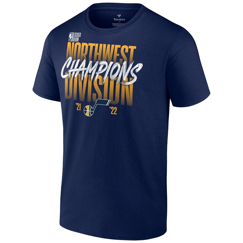 T-shirt de vestiaire des champions la division Nord-Ouest Fanatics Navy Utah Jazz 2022 pour hommes