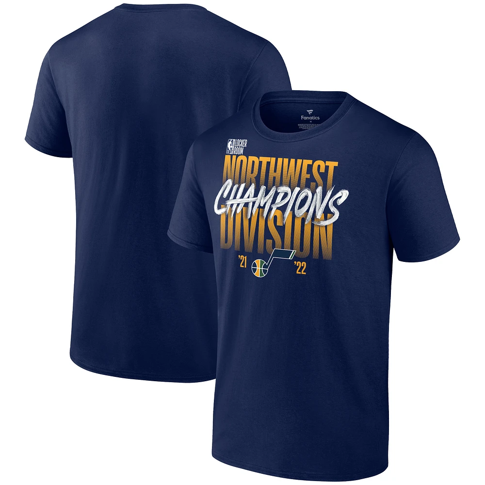 T-shirt de vestiaire des champions la division Nord-Ouest Fanatics Navy Utah Jazz 2022 pour hommes